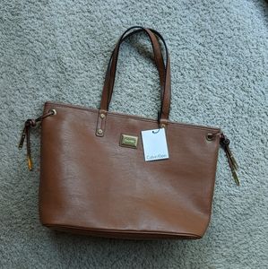 CALVIN KLEIN light brown shoulder tote